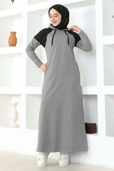 MG Γκρι Φόρεμα Μασούρι - Λεπτομέρεια στους ώμους