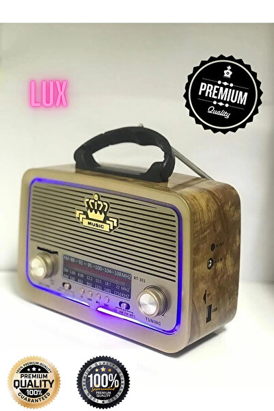 ÖZEL SERİ RT301 Nostaljik Görünümlü Bluetoothlu Mp3 Çalar Radyo Müzik Kutusu Kırmızı Rt301