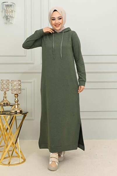 MG فستان رياضي بفتحة كاكي