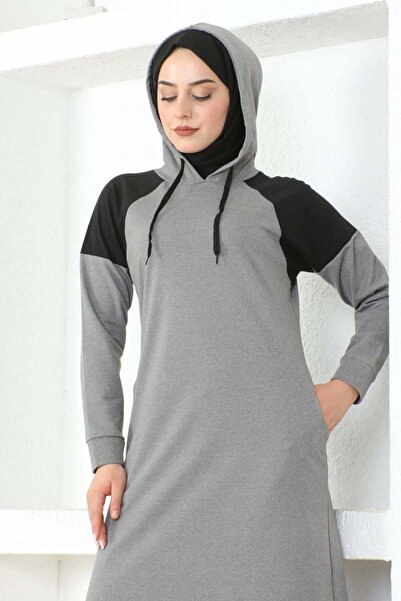 MG Γκρι Φόρεμα Μασούρι - Λεπτομέρεια στους ώμους