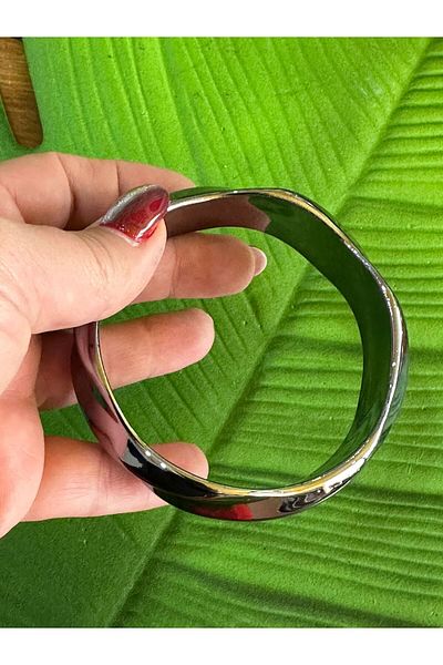 Gönülden Tasarım 7 CM Women's Bracelet - Wave Pattern and Bone Mirror