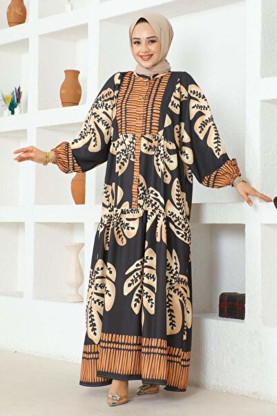 SGS Μαύρο φόρεμα με χιτζάμπ - Τροπικό σχέδιο