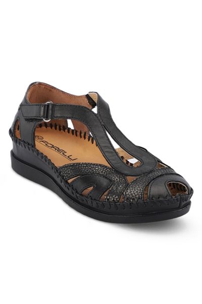 Forelli Sally-G 22521 Black Skin Leather Comfort Women's Sandals