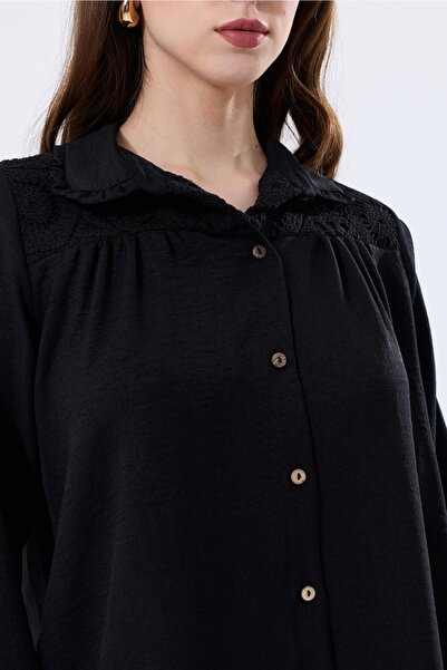 MD trend Oversize Linen Tunic - Women's, Lace Detailed Shirt