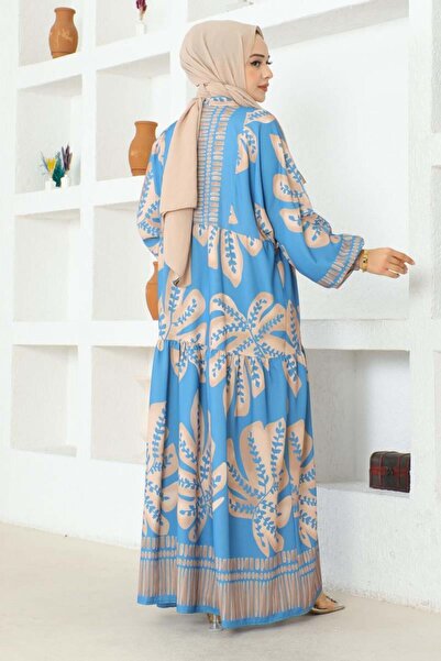SGS Φόρεμα Hijab με τροπικό σχέδιο ΜΠΛΕ