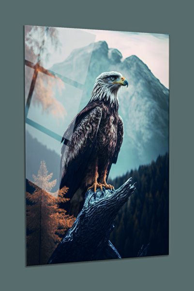 BV DEKOR ΓΥΑΛΙΝΟ ΤΡΑΠΕΖΙ ΜΕ ΘΕΜΑ ΑΕΤΟΥ-ΑΓΡΙΑ ΑΕΤΟΣ-ΔΙΑΚΟΣΜΗΤΙΚΗ ΖΩΓΡΑΦΙΚΗ ΤΟΙ...