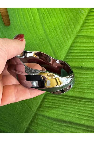 Gönülden Tasarım 7 CM Women's Bracelet - Wave Pattern and Bone Mirror