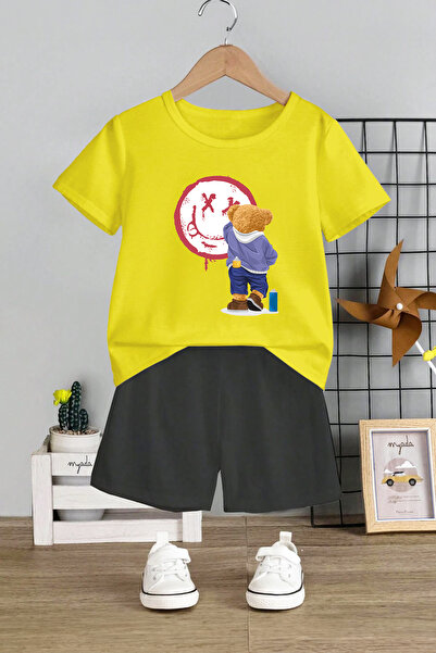 MYADA Graffiti Medved Štampano Dječji Set - okrugla kragna , Elastične Hlače,...