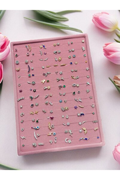 BY DİLEK ÇETİN ACCESSORY Çelik standlı karışık piercing (140 adet)