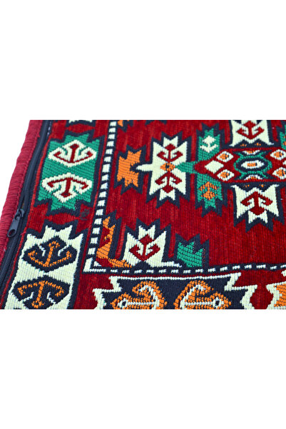 HitDukkan Dekoratif Otantik Çift Taraflı Fermuarlı Kilim Şark Köşesi Minder Kılıfı (40cmx41cm)