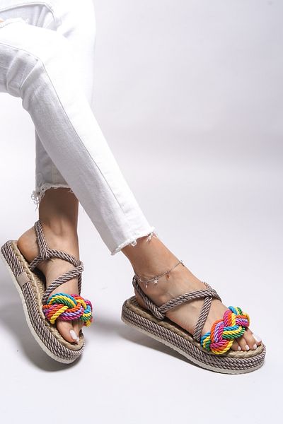 Riccon Jessinalyn Damen Sandalen -0012104 Nerz Regenbogen Modell