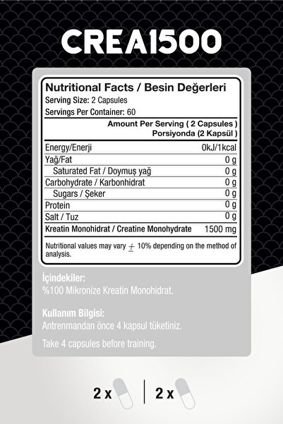 Effive Nutrition Crea1500 Kreatine Monohydrate 120 Kapsül