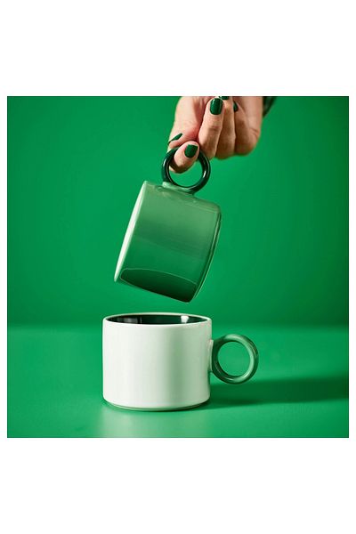 IKEA PIGGÅL 30 cl White-Green Mug Set - 2 Pieces
