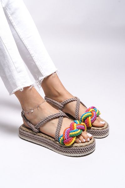 Riccon Jessinalyn Damen Sandalen -0012104 Nerz Regenbogen Modell