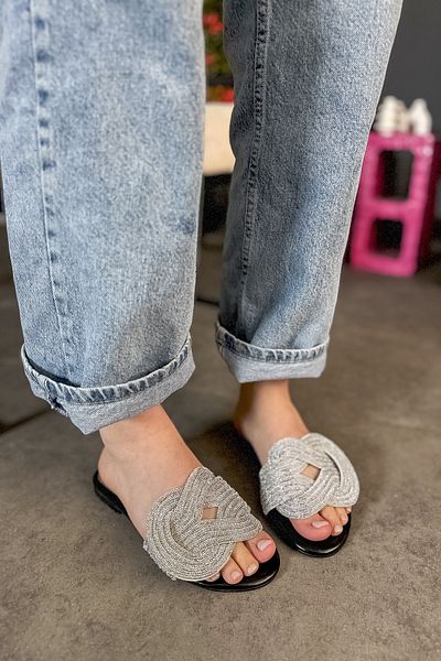 SHOEBELLAS Papuci de damă Hologram Knot Stoned Fair