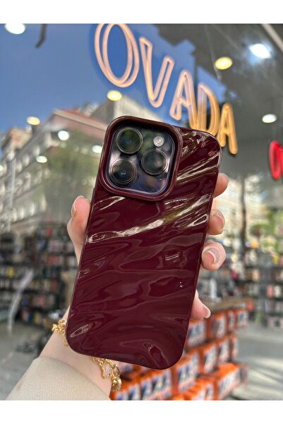 OVADA İphone 15 Pro Uyumlu Kamera Koruma Çıkıntılı Dalga Desenli Kabartmalı Kılıf
