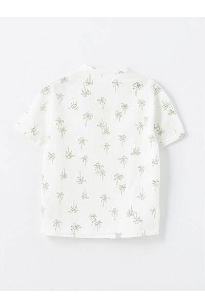 LC Waikiki Printed Short Sleeve Judge Collar Shirt for Baby Boy