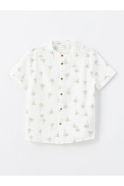 LC Waikiki Printed Short Sleeve Judge Collar Shirt for Baby Boy