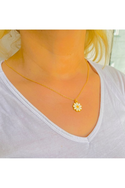 xesha 45 cm Wide Gold Colored Women's Chain Necklace - Gold Daisy