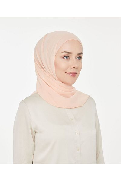 Melodi Scarf Γυναικείο Κρεμ Σάλι Σιφόν - Πρακτικό Hijab Pipe Bonnet