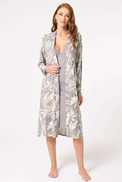 Genel Markalar Kadın İp Askılı V Yaka Bamboo Çiçek Desenli Normal Bel Bağlama...