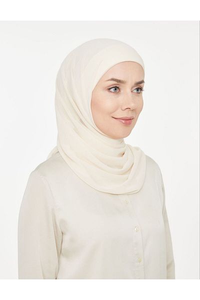 Melodi Scarf Şal Alb din Sifon - Practic Pipe Bonnet Hijab Femei