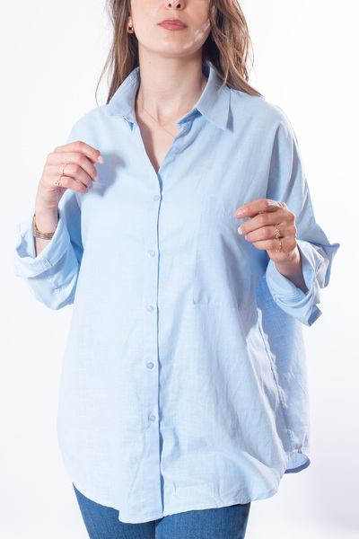 SANTAMİNA Синя лляна сорочка для немовлят