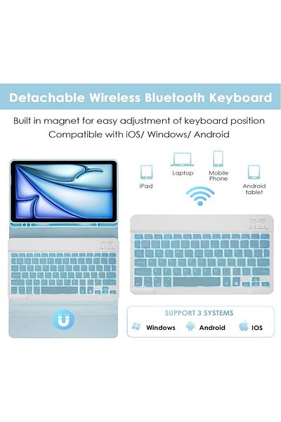 ESR Apple iPad Air 11 2024 6thGeneration M2 Chip - RGB Illuminated Turkish Qwerty Keyboard Case