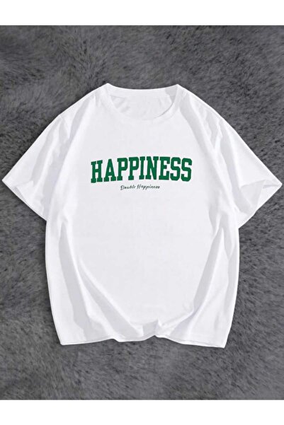 PERISENSE Tricou oversize cu imprimeu Happiness unisex