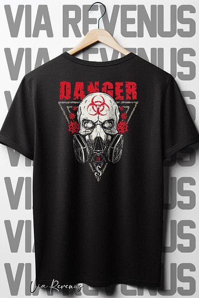 Vordevia Danger Crew Neck Oversize Μαύρο T-Shirt - Εκτύπωση στην πλάτη