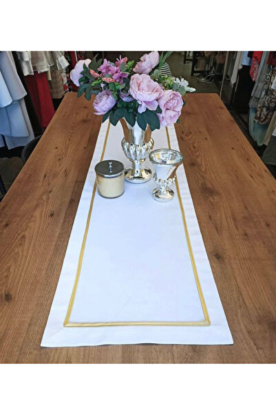 Dekorluk Concept Linen Keten Kumaşa Biyeli Runner