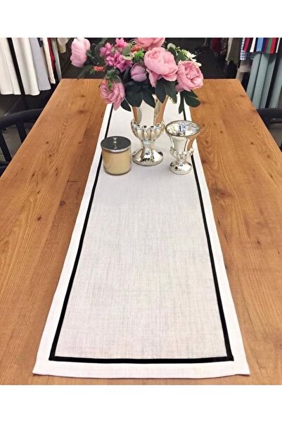 Dekorluk Concept Linen Keten Kumaşa Biyeli Runner