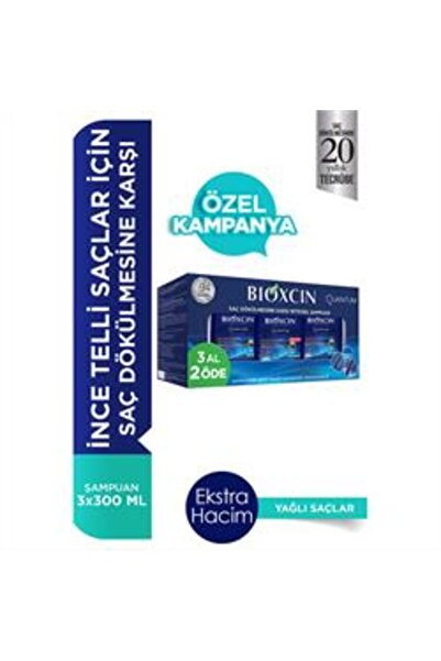 Bioxcin ( KİL MASKESİ HEDİYE ) Bioxcin Quantum Yağlı Saçlar İçin Şampuan 3x300ml 3 Al 2 Öde ( 1 ADET )