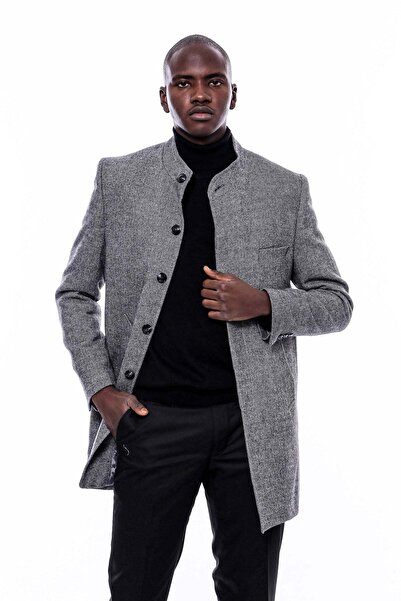 Wessi Hakim Yaka Gri Kısa Palto - Wessi