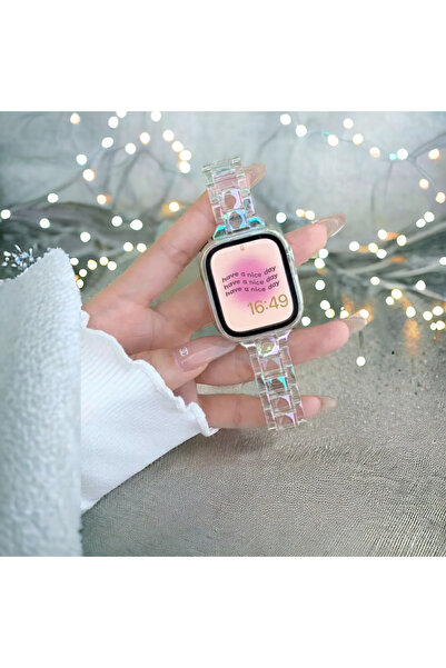 FirstModel Apple Watch Reçine Kordon (38mm / 40mm/ 41mm /SE  Uyumlu) Hologram