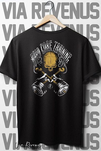 Vordevia Hard Core Training - Μαύρο μπλουζάκι Oversize με στάμπα στην πλάτη, λαιμόκοψη