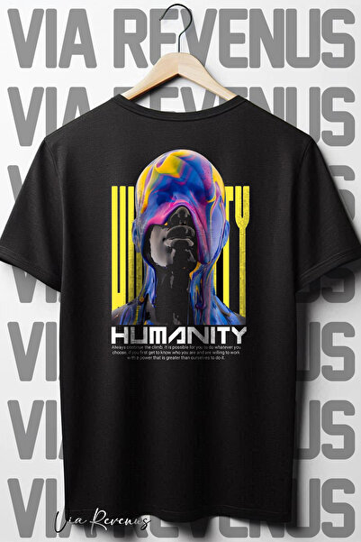 Vordevia Humanity Back Štampano Oversize kroj Wide Fit okrugla kragna Crna ma...