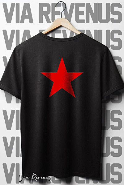 Vordevia Tricou negru cu decolteu rotund, supradimensionat, imprimat pe spate...