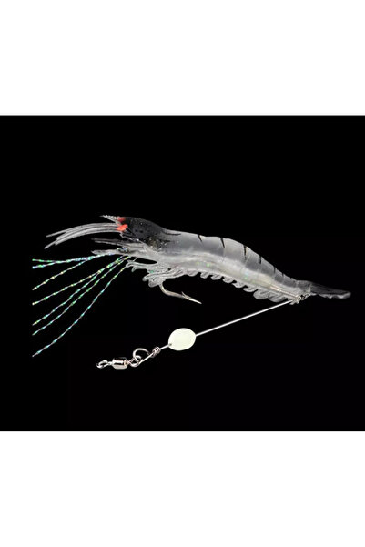 Megsaydin Karides Shrimp Sahte Silikon Balık Yemi Fosforlu Kancalı 7.5 Cm 5,5...