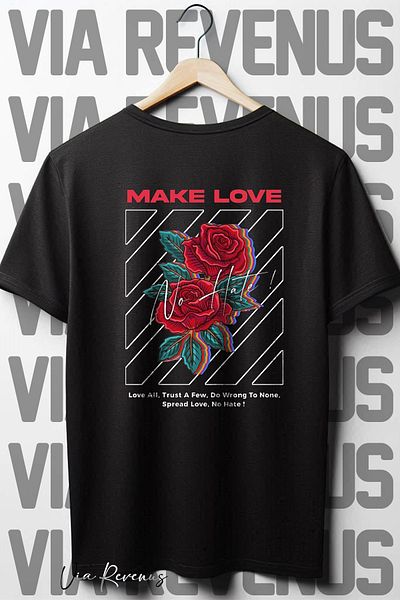 Vordevia Μαύρο μπλουζάκι με λαιμόκοψη Oversize - Make Love Back Printed