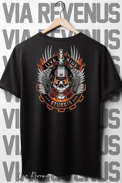Vordevia Μαύρο μπλουζάκι Oversize - Crew Neck, Πίσω στάμπα, Live To Ride
