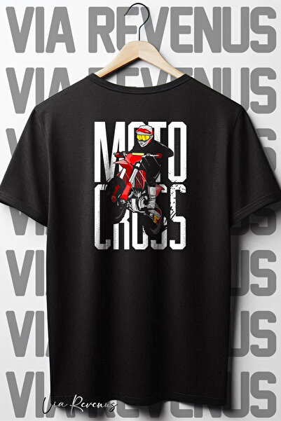 Vordevia Motokros Sa deznom Oversize kroj Crna T-shirt - okrugla kragna