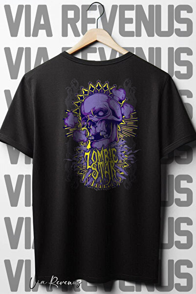 Vordevia Zombi zvezda - Leđa Štampano Oversize kroj Crna T-shirt, okrugla kragna