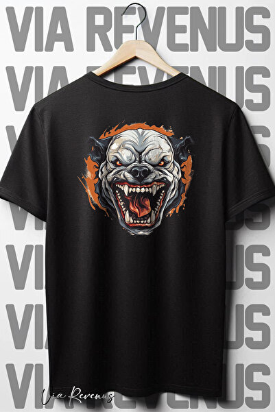 Vordevia Pitbull Oversize kroj crna T-shirt - okrugla kragna , nazad Štampano
