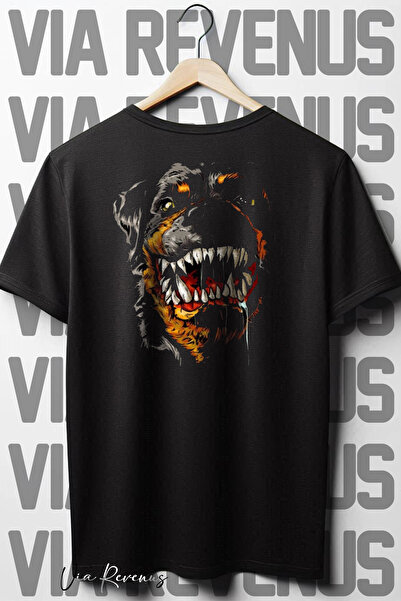 Vordevia Rottweiler leđa Štampano - Oversize kroj okrugla kragna crna T-shirt