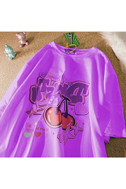 Favorim50ton Tricou alb cireș cu desene animate (unisex)
