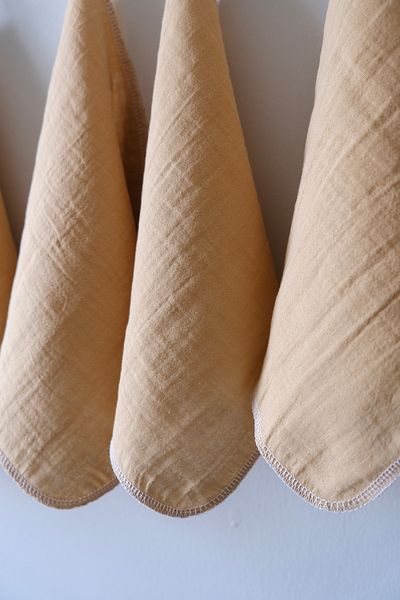 runbaby Beige Color 10 Pieces Run Baby Muslin Baby Mouth Wipes and Sweat Cloth - Double Layer Design