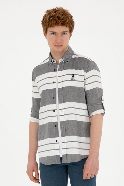 U.S. Polo Assn. Мъжка тъмносиня риза с дълъг ръкав - ELIFSU BUTIKHOME