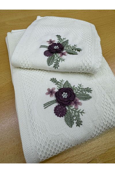 TUTUYA TEXTIL Βαμβακερή πετσέτα με 3D κεντημένο κορίτσι