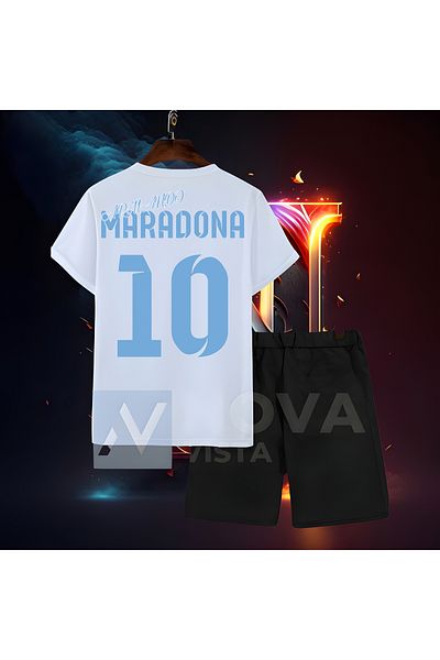 Biy Store Diego Maradona Unisex Football T-Shirt and Shorts Set - Argentina Millitaksim Formula
